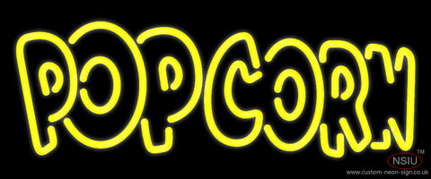 Yellow Popcorn Block Neon Sign 