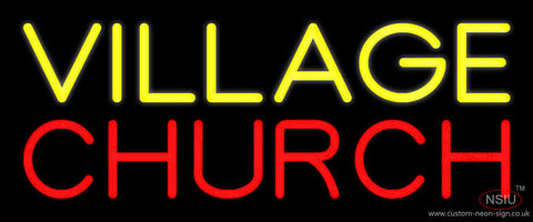 Yellow Village Red Church Neon Sign 