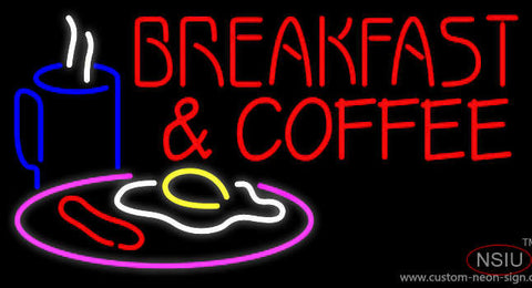 Red Breakfast And Coffee Neon Sign