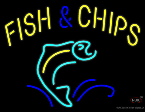 Yellow Fish and Chips Neon Sign