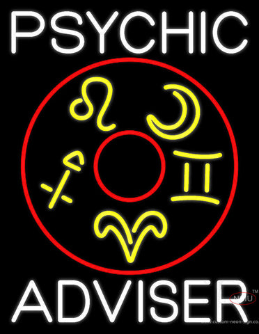 White Psychic Adviser With Logo Neon Sign 