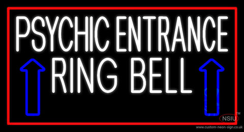White Psychic Entrance Ring Bell Red Border Neon Sign 
