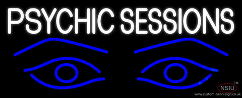 White Psychic Sessions With Blue Eye Neon Sign 
