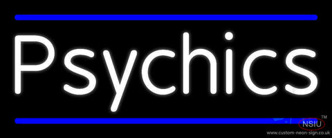 White Psychics With Blue Line Neon Sign 