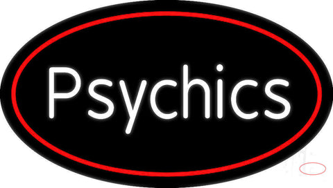 White Psychics With Oval Neon Sign 