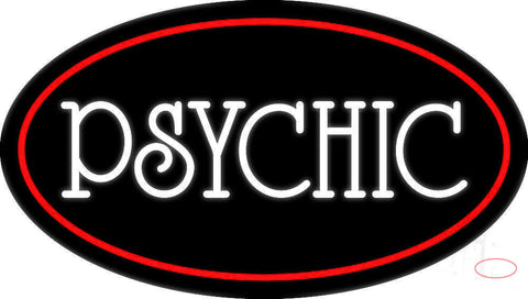 White Psychic With Red Border Neon Sign 