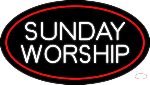 White Sunday Worship Neon Sign 