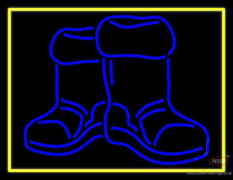 Winter Boots With Border Neon Sign