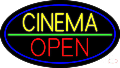 Yellow Cinema Open Neon Sign