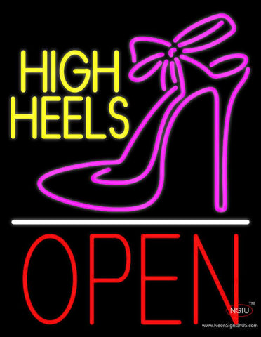Yellow High Heels Open With Line Real Neon Glass Tube Neon Sign 