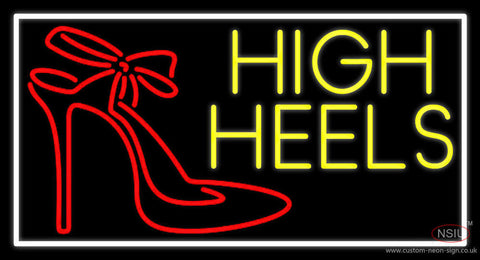 Yellow High Heels With Logo Neon Sign