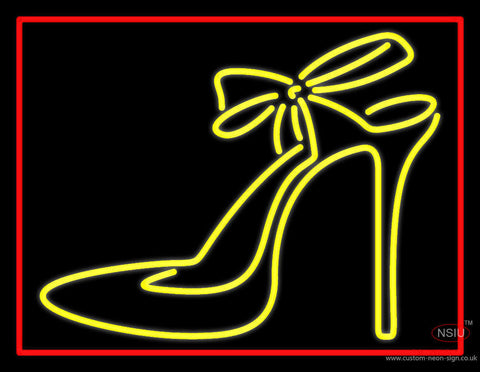 Yellow High Heels With Ribbon Neon Sign