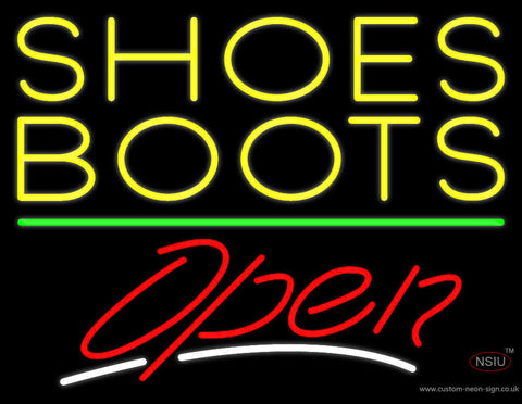 Yellow Shoes Boots Open Neon Sign