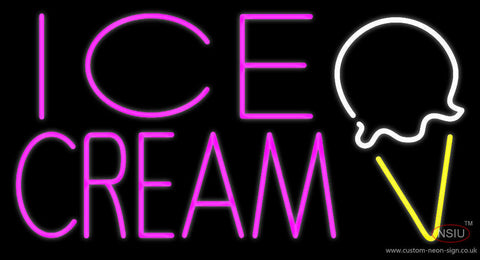 Pink Ice Cream Cone Neon Sign