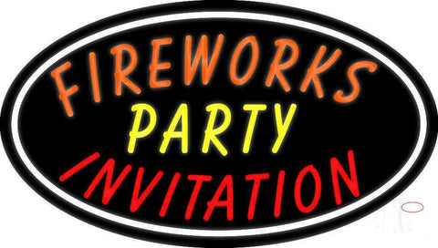 Fireworks Party Invitation In A Neon Sign