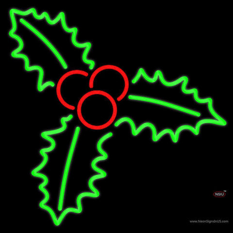 Green Christmas Holly Neon Sign 