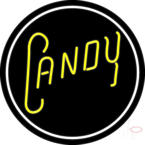 Round Yellow Candy Neon Sign 