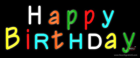 Multicolored Happy Birthday Neon Sign 