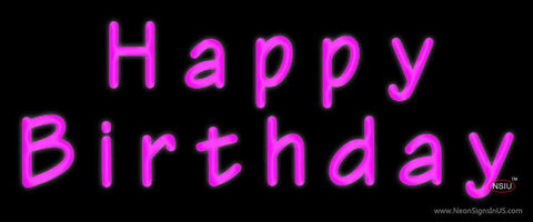 Pink Happy Birthday Neon Sign 