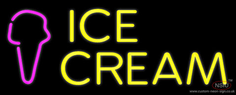 Yellow Ice Cream Cone Neon Sign 
