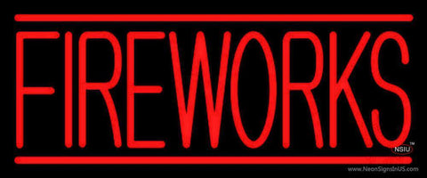 Red Fireworks Block Neon Sign