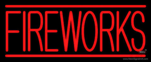 Red Fireworks Block Neon Sign 