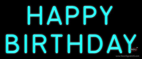 Turquoise Happy Birthday Neon Sign 