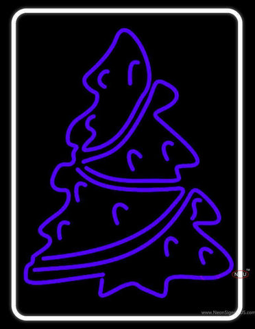 White Border Christmas Tree Neon Sign