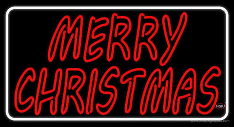 White Border Double Stroke Merry Christmas Neon Sign