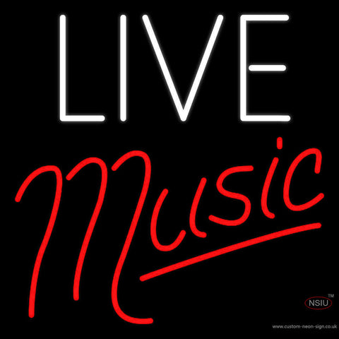 White Live Red Music Neon Sign