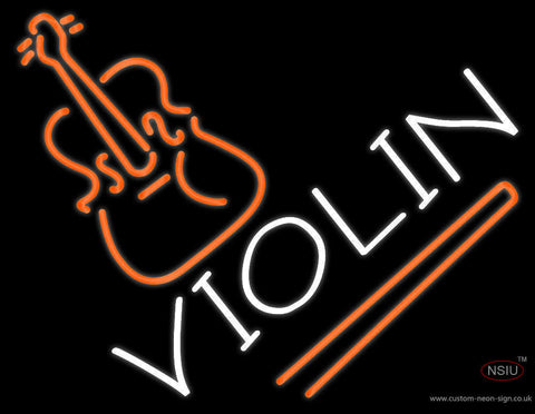 White Violin Neon Sign 