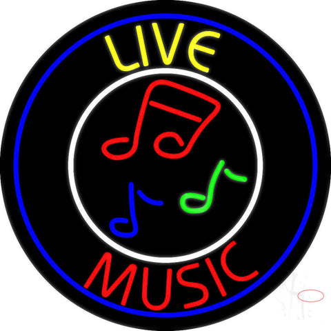 Yellow Live Red Music With Circle Neon Sign 