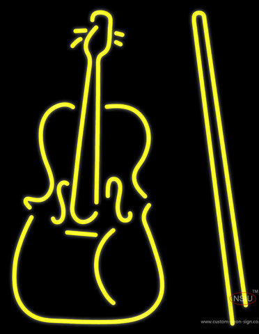 Yellow Violin Logo Neon Sign