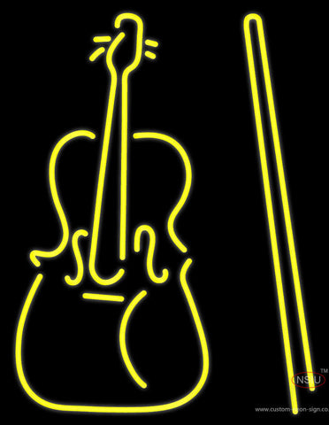 Yellow Violin Logo Neon Sign 