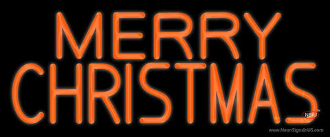 Orange Merry Christmas Tree Neon Sign 