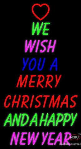 Wishing Merry Christmas Happy New Year Neon Sign 