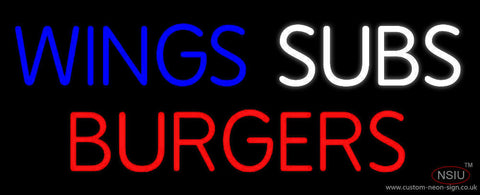 Wings Subs Burgers Neon Sign 