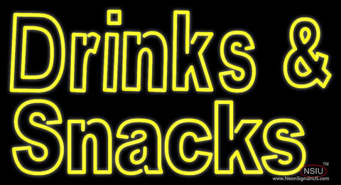 Yellow Drinks N Snacks Real Neon Glass Tube Neon Sign 