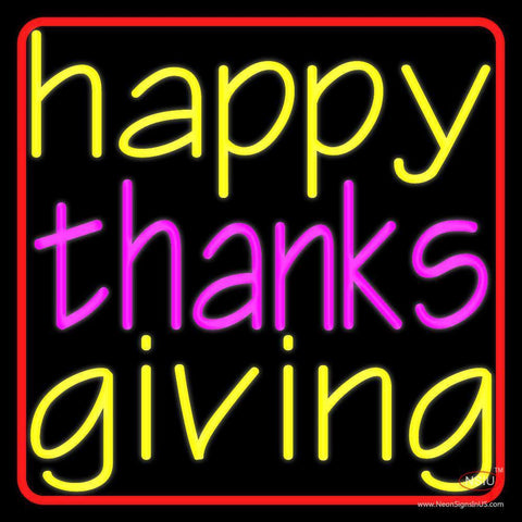 Cursive Happy Thanksgiving  Neon Sign 