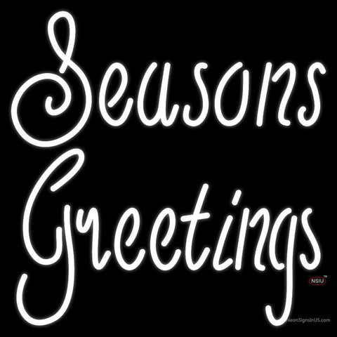 Cursive Seasons Greetings Neon Sign 