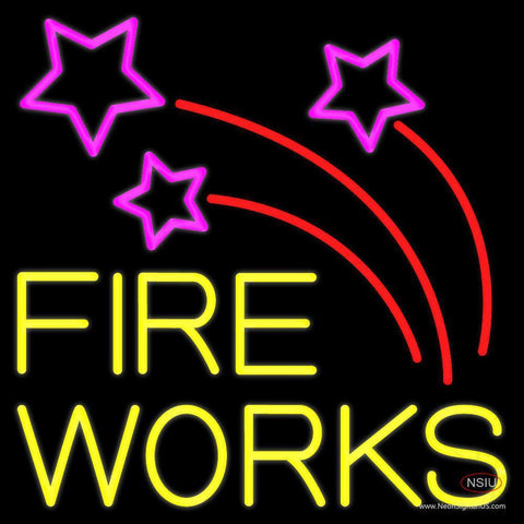 Double Stroke Fire Works  Neon Sign 