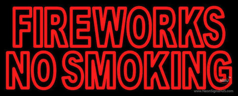 Double Stroke Fire Works No Smoking Neon Sign 