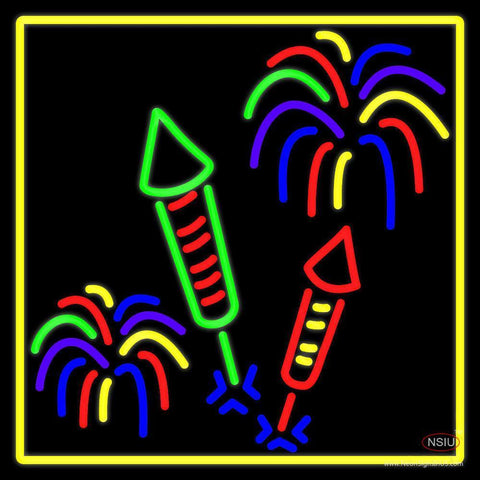 Fire Work With Multi Color  Neon Sign