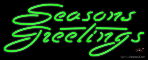 Green Seasons Greetings Neon Sign