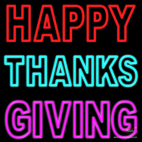 Happy Thanksgiving Block Neon Sign 