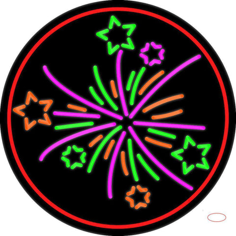 Multi Color Fire Works  Neon Sign 