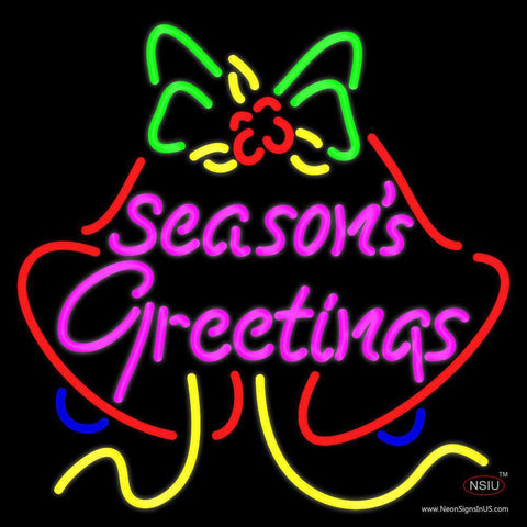 Seasons Greetings With Bell  Neon Sign