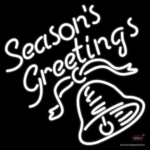 Seasons Greetings With Bell Neon Sign 