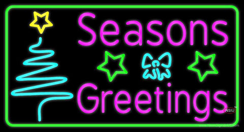 Seasons Greetings With Christmas Tree  Neon Sign