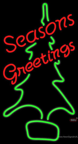 Seasons Greetings With Christmas Tree Neon Sign